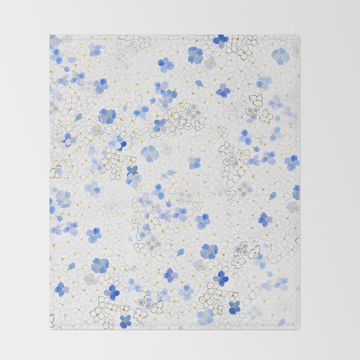 blue abstract hydrangea pattern Throw Blanket Gallery Image 2