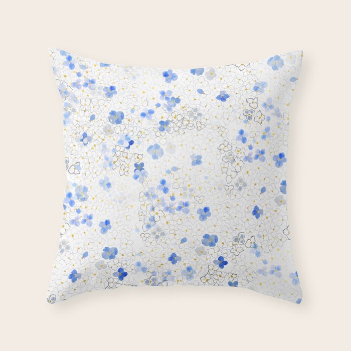 blue abstract hydrangea pattern Throw Pillow Gallery Image 6