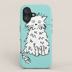 White cat blue iPhone Case Gallery Image 1