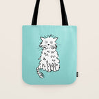 White cat blue Tote Bag Gallery Image 1