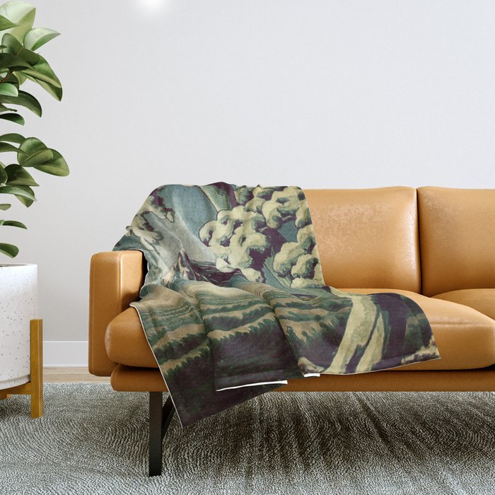 5 Lakes at Moonlight Throw Blanket Gallery Image 1