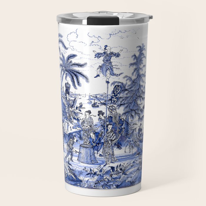 Chinoiserie Blue Landscape Travel Mug Gallery Image 1