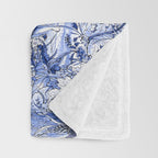 Chinoiserie Blue Landscape Throw Blanket Gallery Image 3