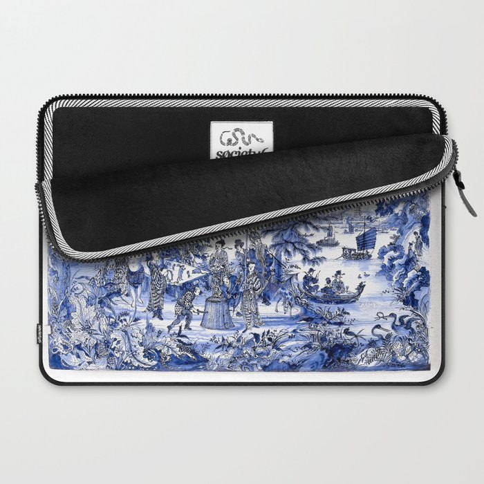 Chinoiserie Blue Landscape Laptop Sleeve Gallery Image 2