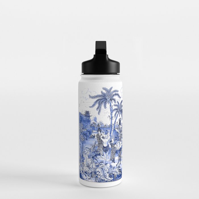 Chinoiserie Blue Landscape Water Bottle Gallery Image 3