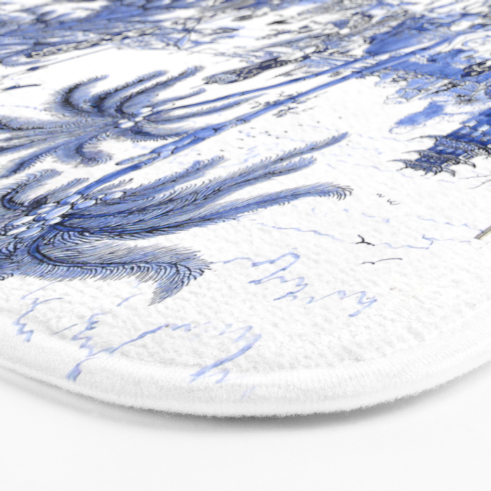 Chinoiserie Blue Landscape Bath Mat Gallery Image 3
