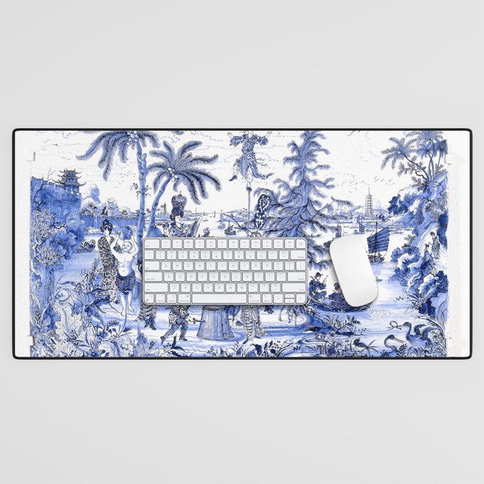 Chinoiserie Blue Landscape Desk Mat Gallery Image 1