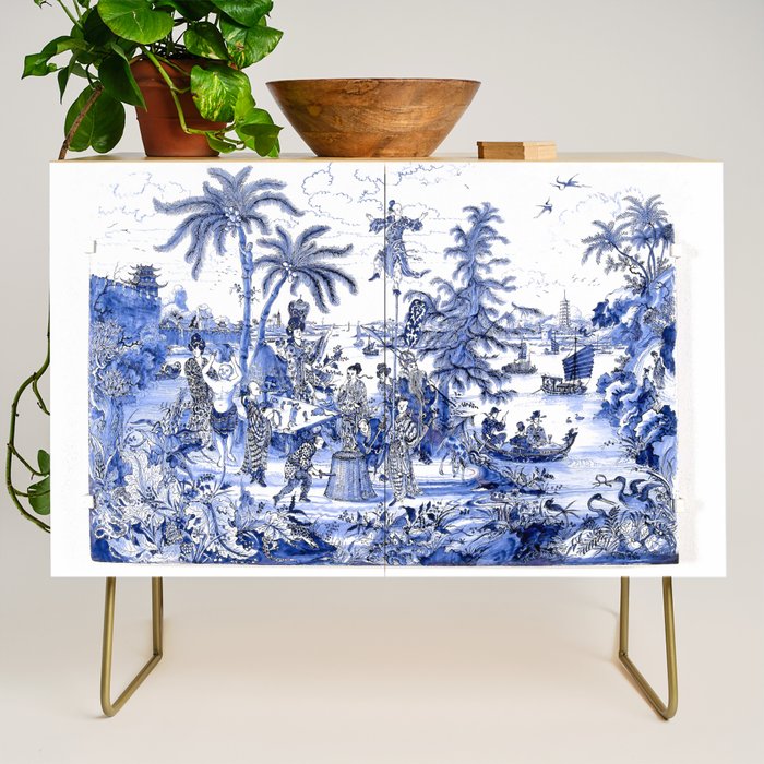 Chinoiserie Blue Landscape Credenza Gallery Image 1