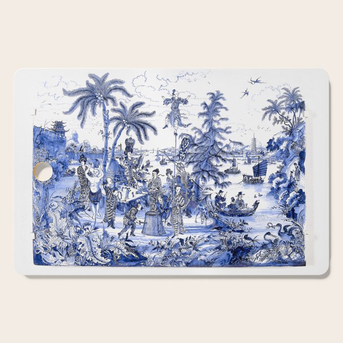 Chinoiserie Blue Landscape Cutting Board Gallery Image 1