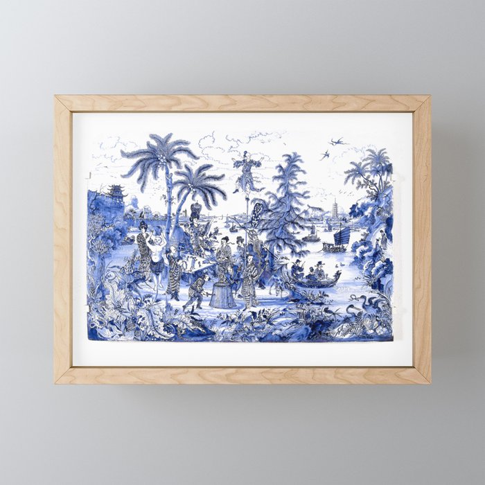 Chinoiserie Blue Landscape Mini Art Print Gallery Image 1