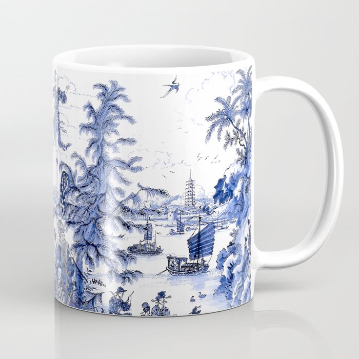 Chinoiserie Blue Landscape Coffee Mug Gallery Image 1