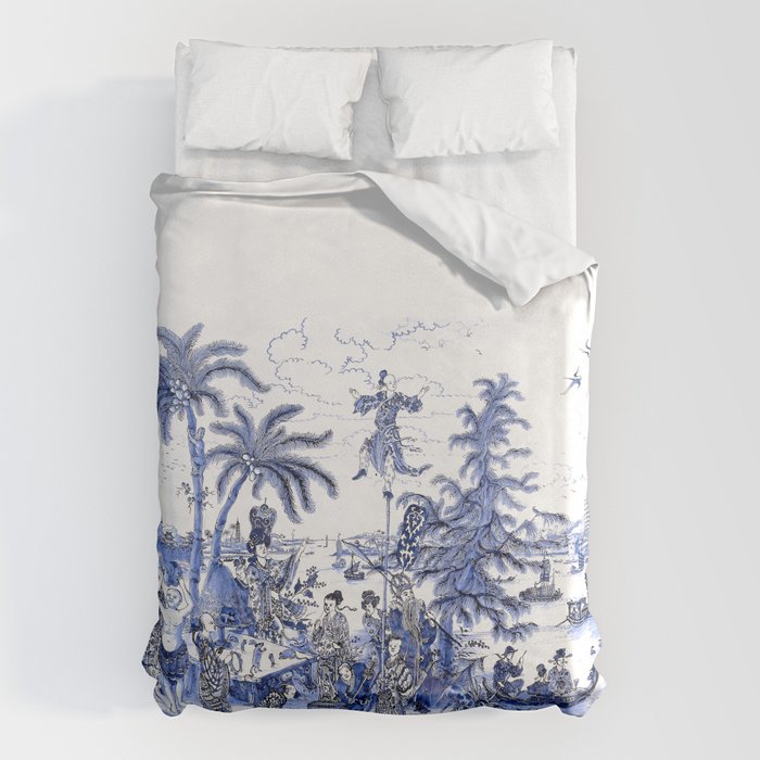 Chinoiserie Blue Landscape Duvet Cover Gallery Image 6