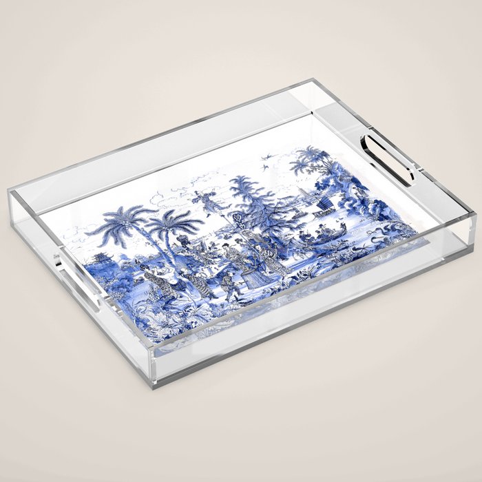Chinoiserie Blue Landscape Acrylic Tray Gallery Image 1