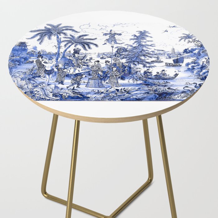 Chinoiserie Blue Landscape Side Table Gallery Image 2