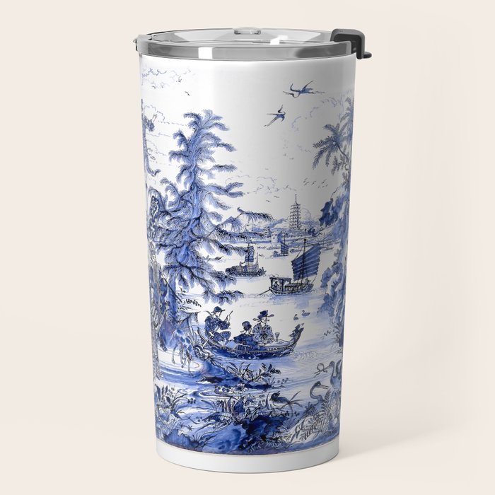 Chinoiserie Blue Landscape Travel Mug Gallery Image 2