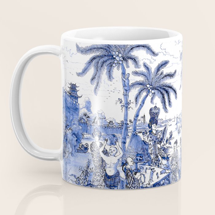 Chinoiserie Blue Landscape Coffee Mug Gallery Image 3