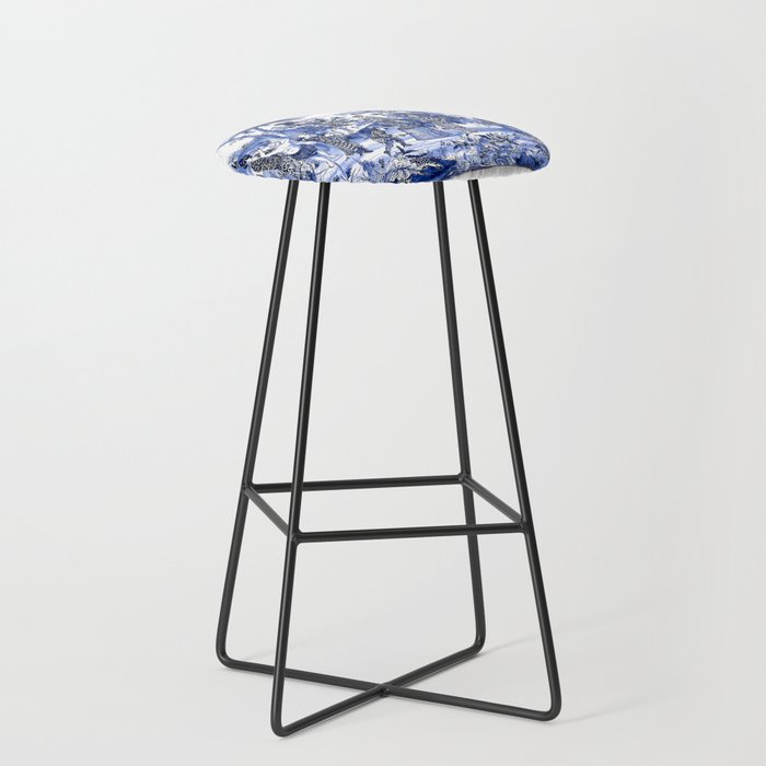 Chinoiserie Blue Landscape Stool Gallery Image 1