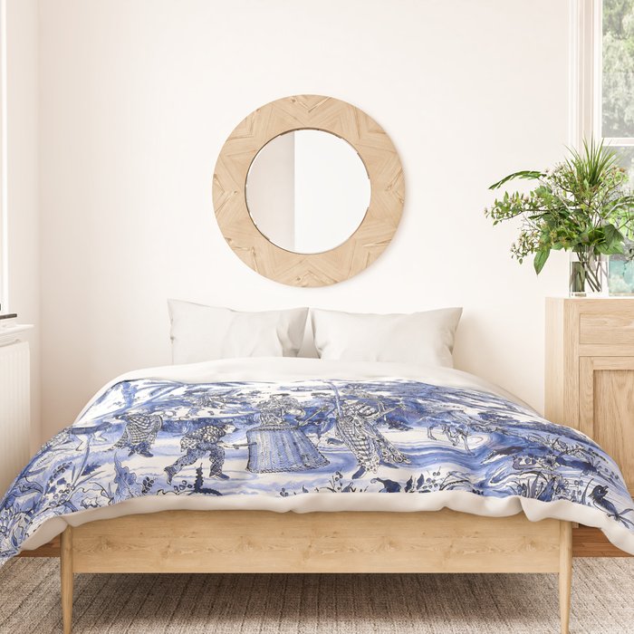 Chinoiserie Blue Landscape Duvet Cover Gallery Image 3