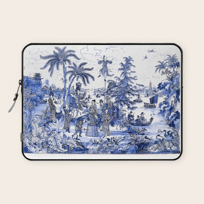Chinoiserie Blue Landscape Laptop Sleeve Gallery Image 1