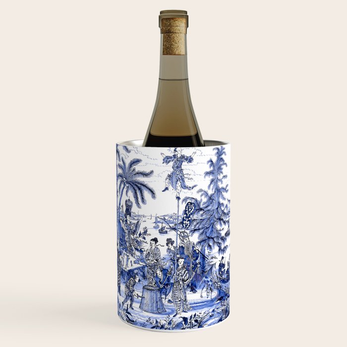 Chinoiserie Blue Landscape Wine Chiller Gallery Image 1