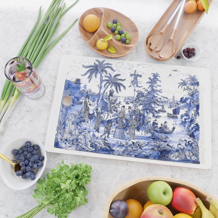 Chinoiserie Blue Landscape Cutting Board Gallery Image 2