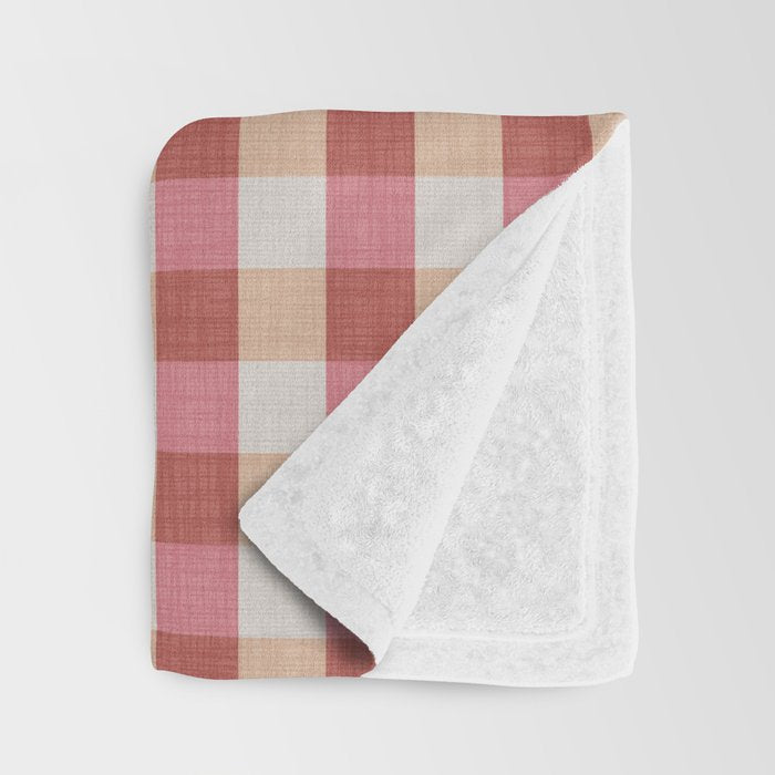 Cozy Gingham in Pink Throw Blanket Gallery Image 3