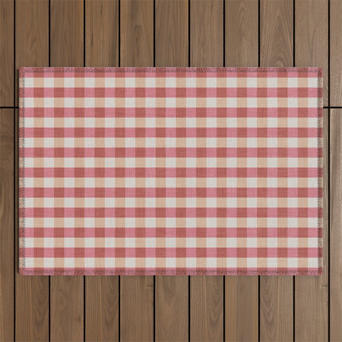 Cozy Gingham in Pink Outdoor Rug Gallery Image 1