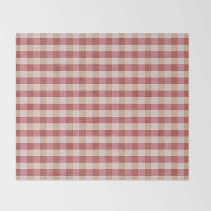 Cozy Gingham in Pink Throw Blanket Gallery Image 2