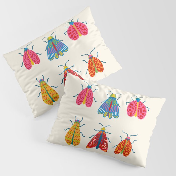 Wonderful Winged Insects - Colorful Retro Bugs Pillow Sham Gallery Image 1