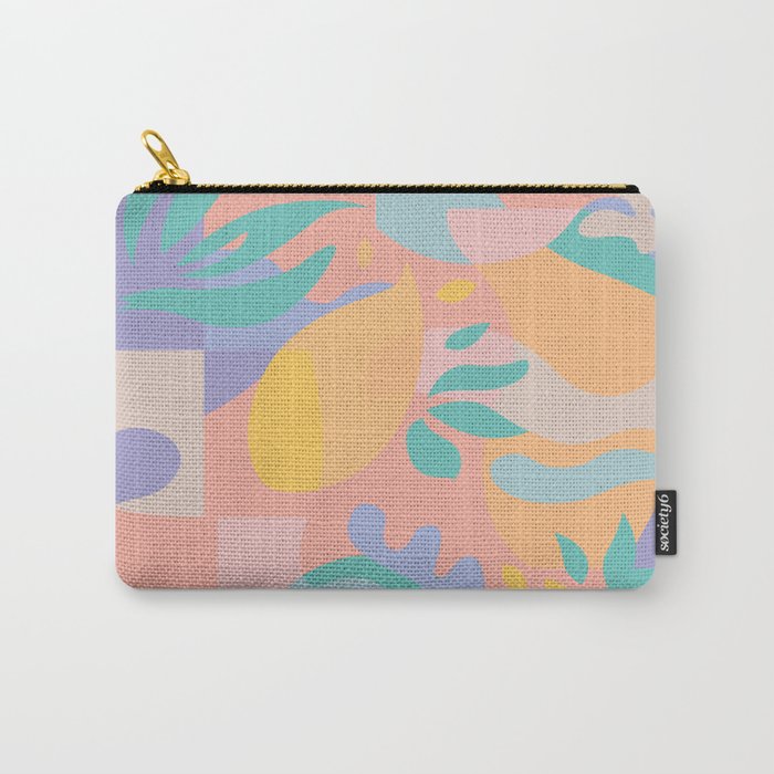 Lemons in Amalfi / Abstract shapes, Pink, Turquoise, Yellow, Lavender Carry All Pouch Gallery Image 1