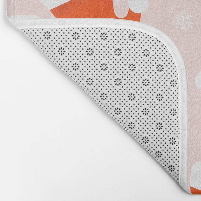 Santa Hats and Snowflakes on Pink Background Bath Mat Gallery Image 2