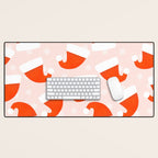 Santa Hats and Snowflakes on Pink Background Desk Mat Gallery Image 1