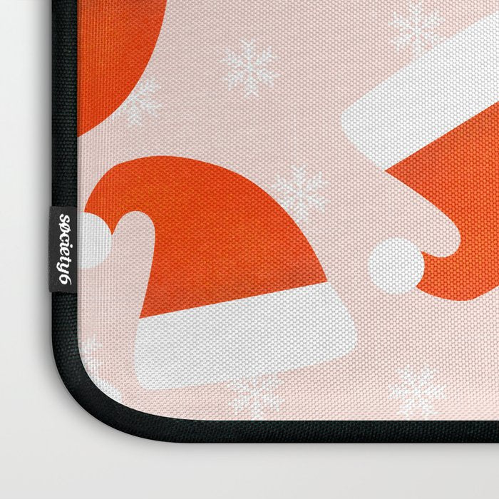 Santa Hats and Snowflakes on Pink Background Laptop Sleeve Gallery Image 3