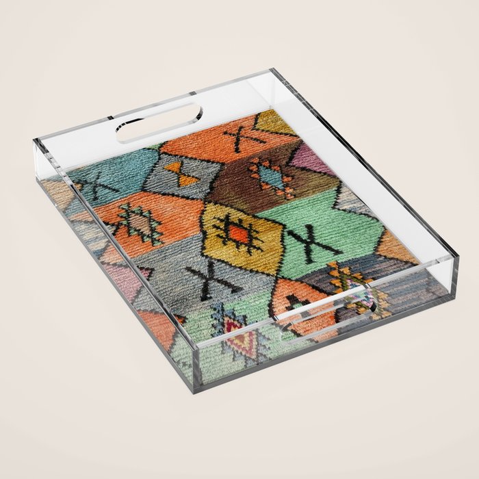Traditional Vintage Moroccan Rug Acrylic Tray Gallery Image 1