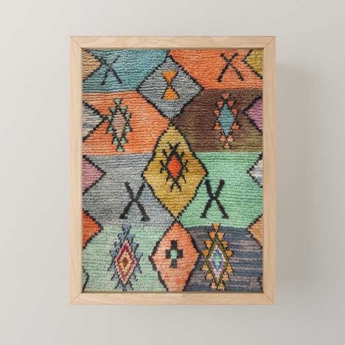 Traditional Vintage Moroccan Rug Mini Art Print Gallery Image 1