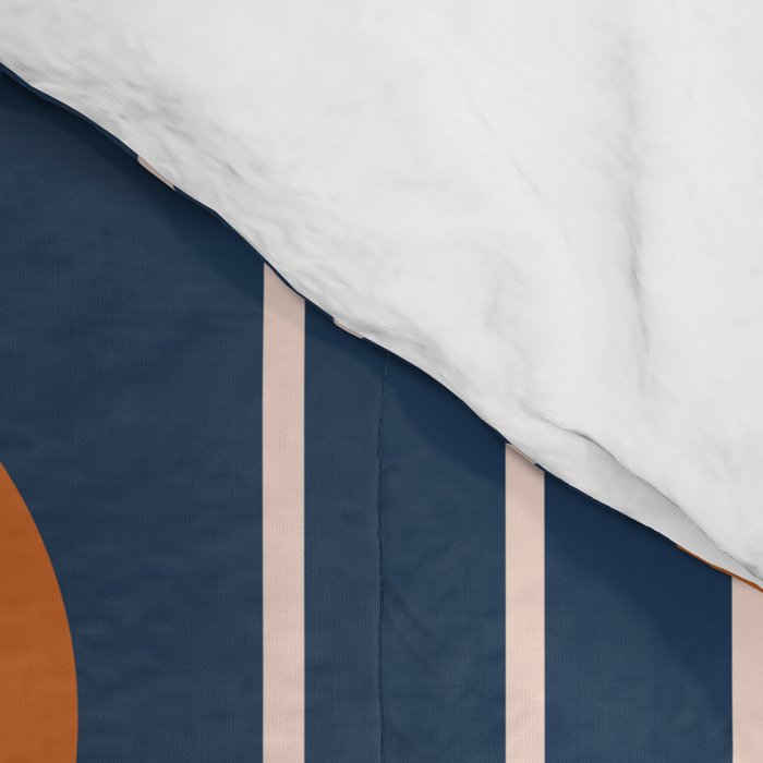 Geometric Lines in Navy and Orange (Rainbow and Moon Phases Abstract) Comforter Gallery Image 4