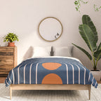 Geometric Lines in Navy and Orange (Rainbow and Moon Phases Abstract) Comforter Gallery Image 3