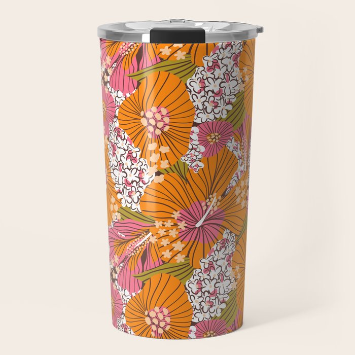 Bold Hibiscus in Retro Eclectic Travel Mug Gallery Image 1