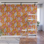 Bold Hibiscus in Retro Eclectic Wall Mural Gallery Image 1