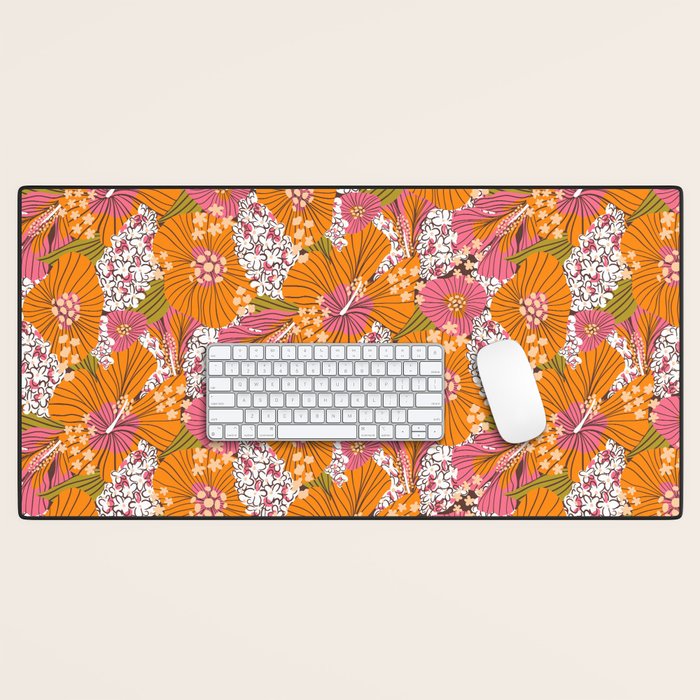 Bold Hibiscus in Retro Eclectic Desk Mat Gallery Image 1
