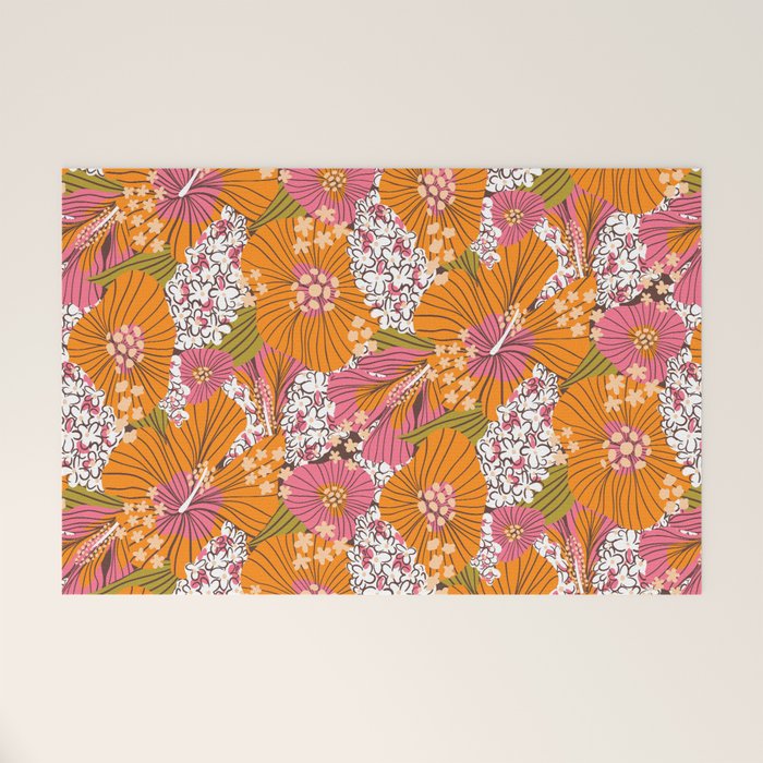 Bold Hibiscus in Retro Eclectic Welcome Mat Gallery Image 1