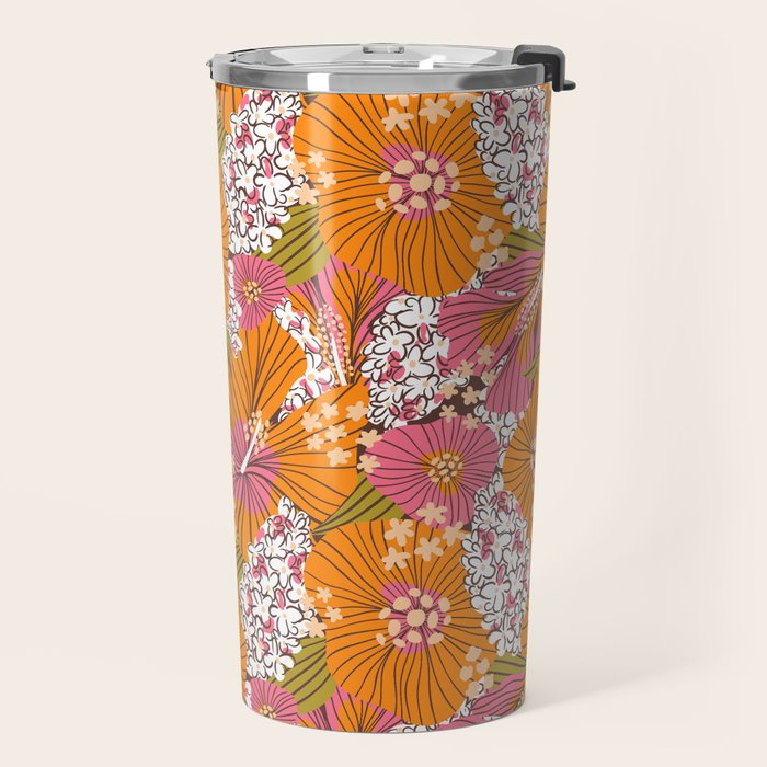 Bold Hibiscus in Retro Eclectic Travel Mug Gallery Image 2