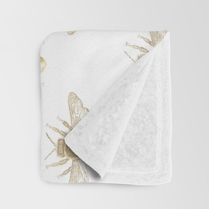 Gold Bee Pattern Throw Blanket Gallery Image 3