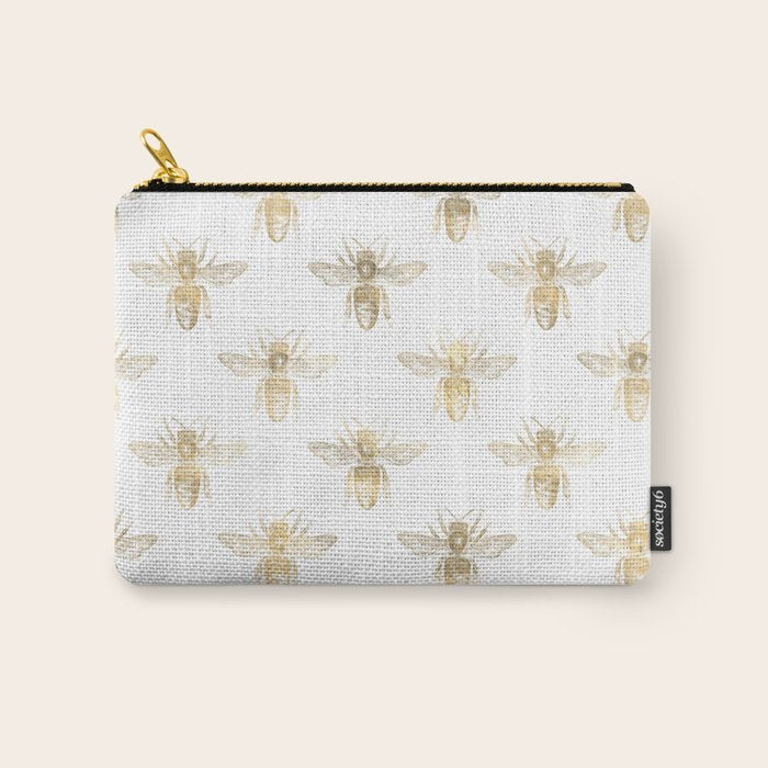Gold Bee Pattern Carry All Pouch