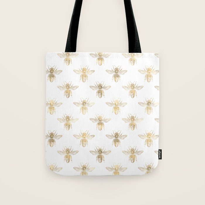 Gold Bee Pattern Tote Bag Gallery Image 1