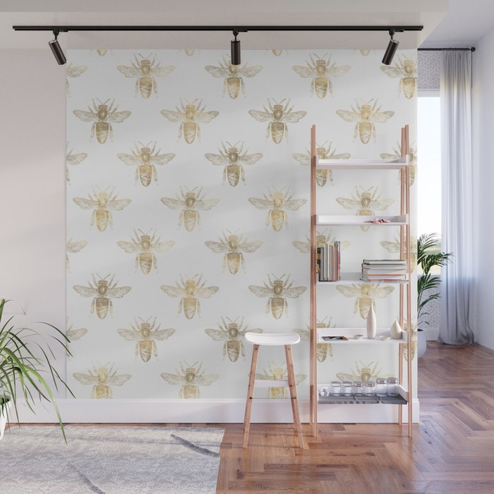 Gold Bee Pattern Wall Mural Gallery Image 1