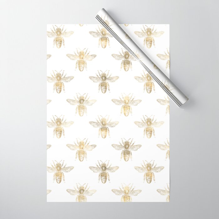 Gold Bee Pattern Wrapping Paper Gallery Image 1