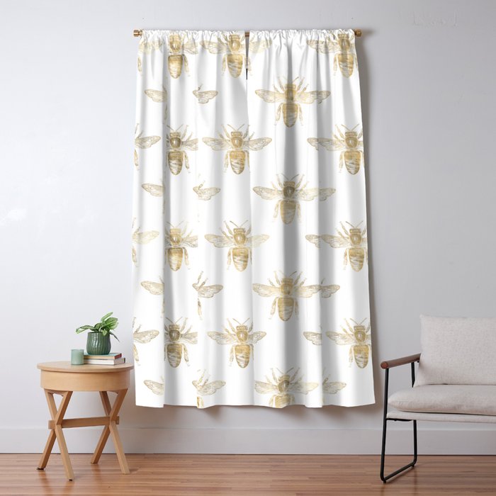 Gold Bee Pattern Window Curtain Gallery Image 5
