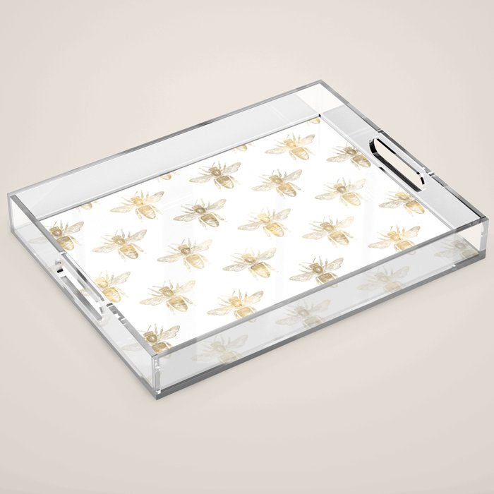 Gold Bee Pattern Acrylic Tray Gallery Image 1