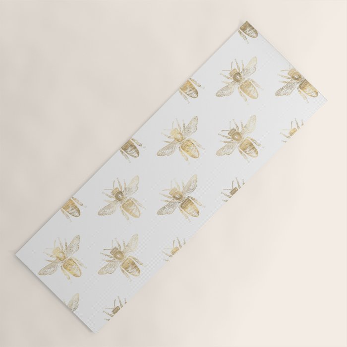 Gold Bee Pattern Yoga Mat Gallery Image 1